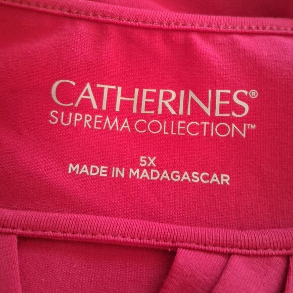 Catherines Suprema Collection women's tunic top red plus size 5X cotton - Picture 6 of 6